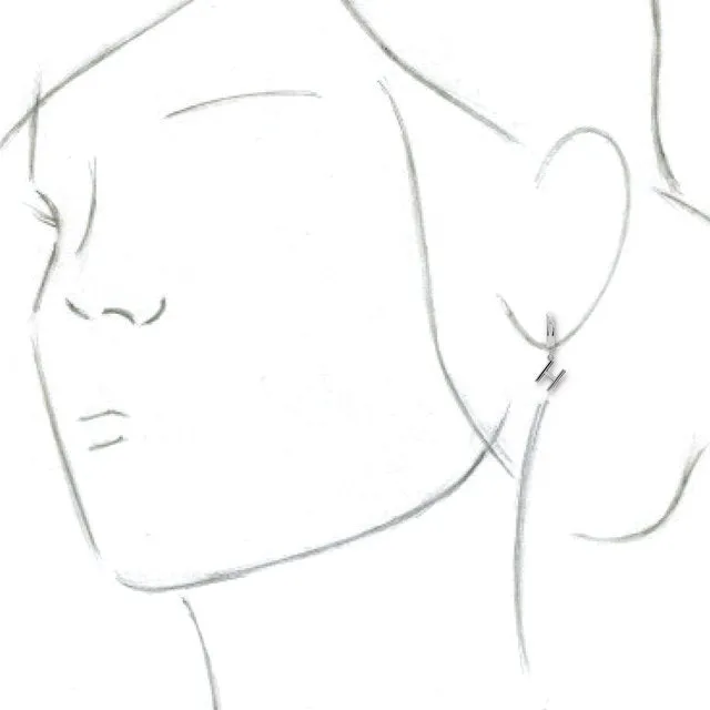 Sterling Silver Single Initial H Earring