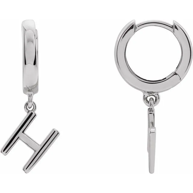 Sterling Silver Single Initial H Earring