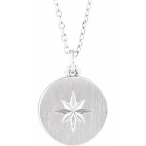 Sterling Silver Starburst Disc 16-18" Necklace