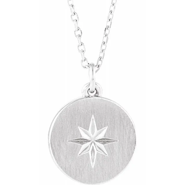 Sterling Silver Starburst Disc 16-18" Necklace