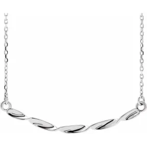 Sterling Silver Twisted Ribbon Bar 16-18" Necklace