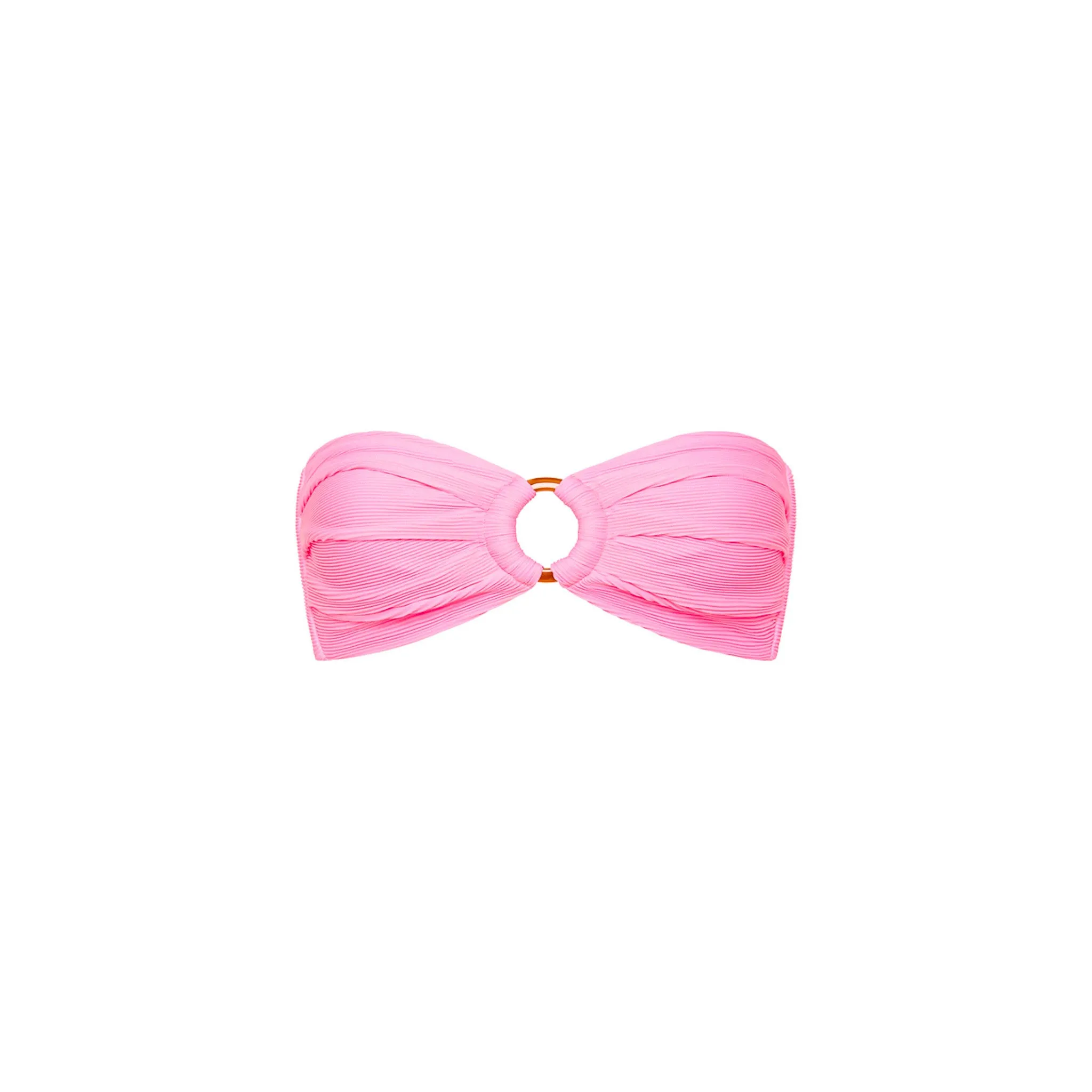 Strapless Bandeau Bikini Top - Taffy Pink Ribbed