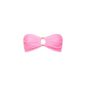 Strapless Bandeau Bikini Top - Taffy Pink Ribbed