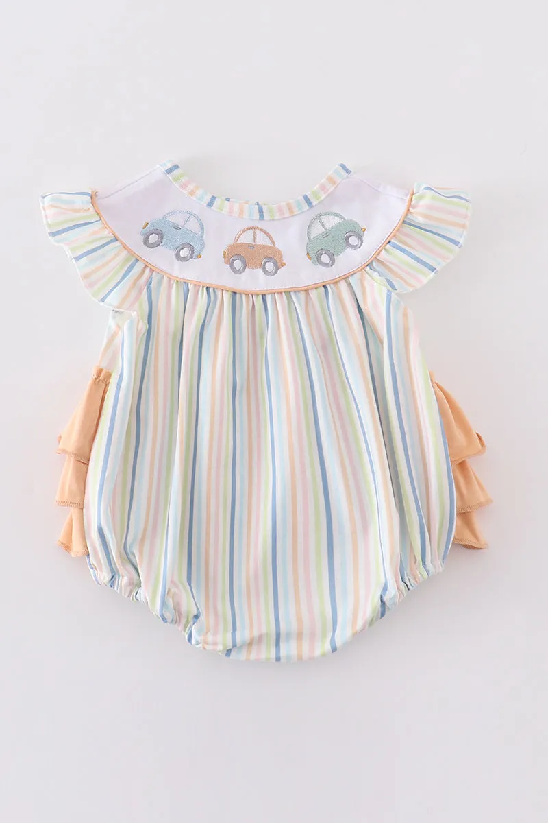 Stripe Car Embroidery Girl Bubble