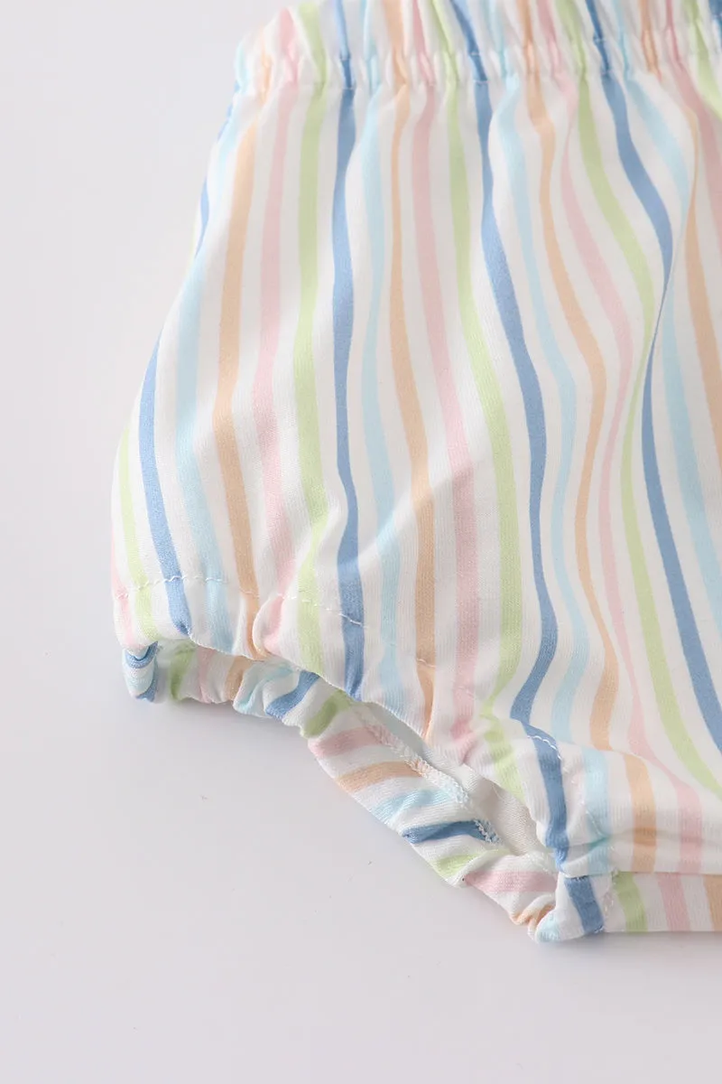 Stripe Car Embroidery Girl Bubble