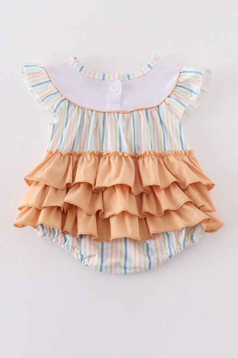 Stripe Car Embroidery Girl Bubble