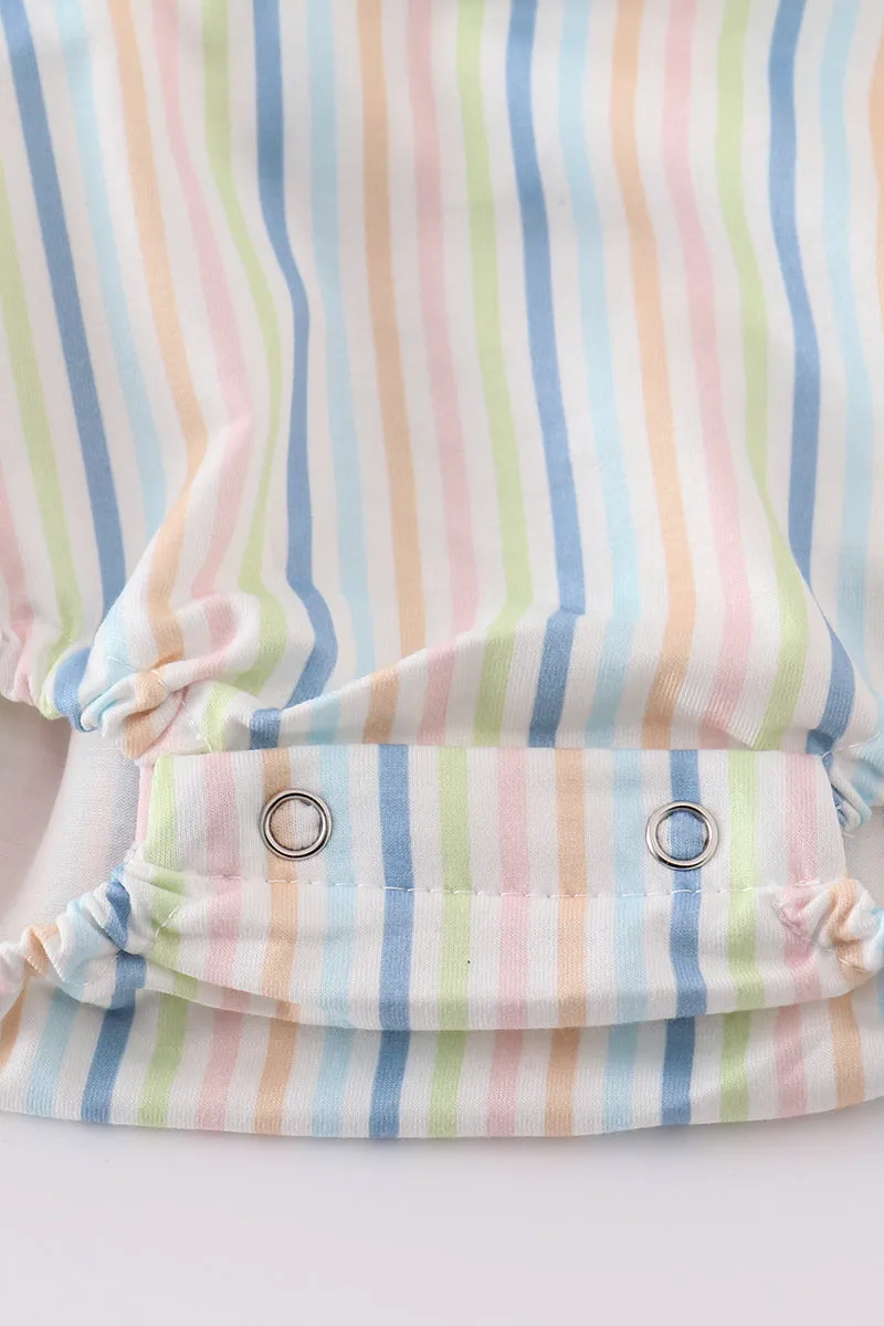 Stripe Car Embroidery Girl Bubble
