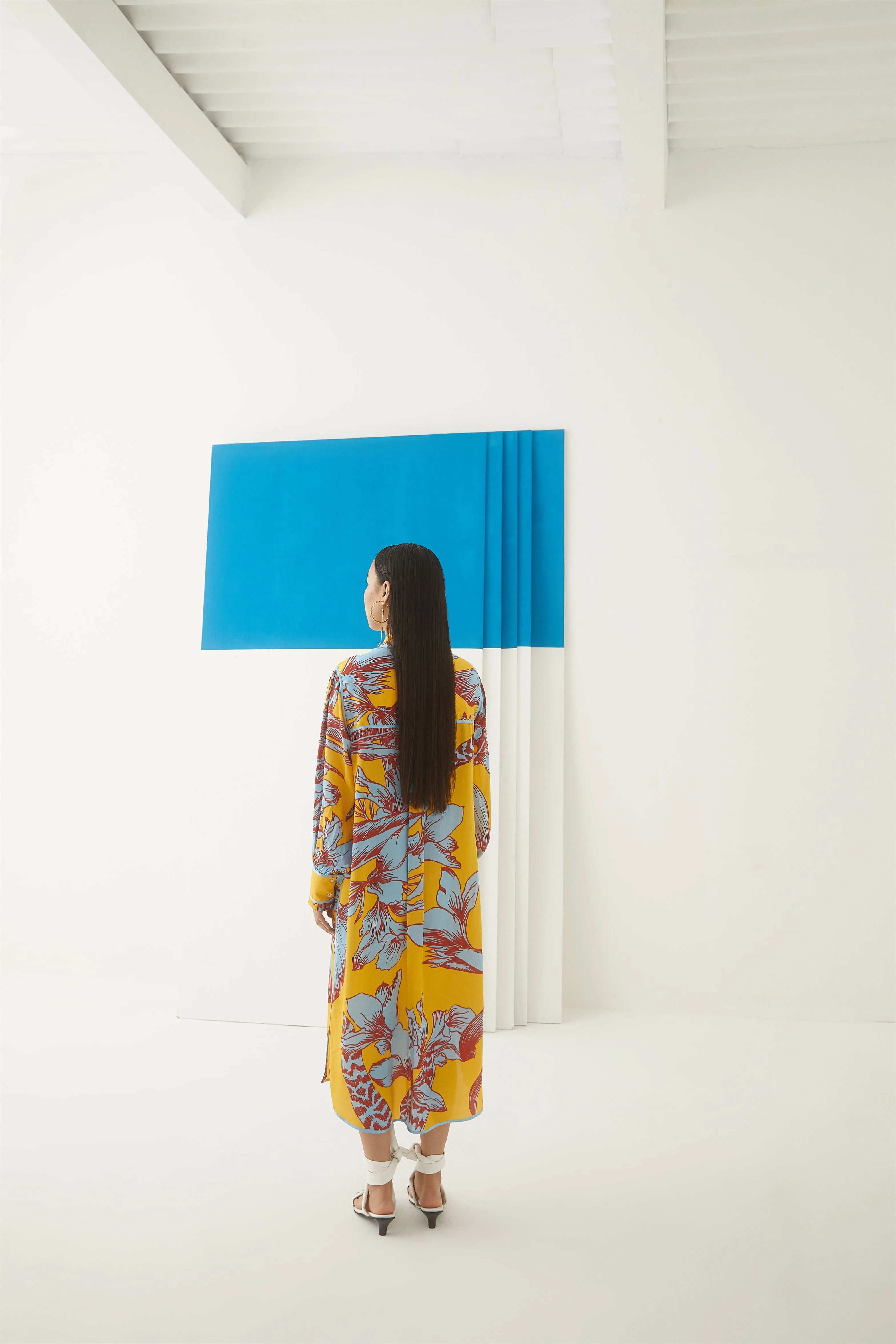 Studio Rigu Rublevo Aphrodite Draped Skirt Blouse Digital Print Vegan Silk Arcadia Collection