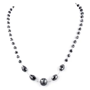 Stunning Black Diamond Beads Wire Necklace With Round & Fancy Beads