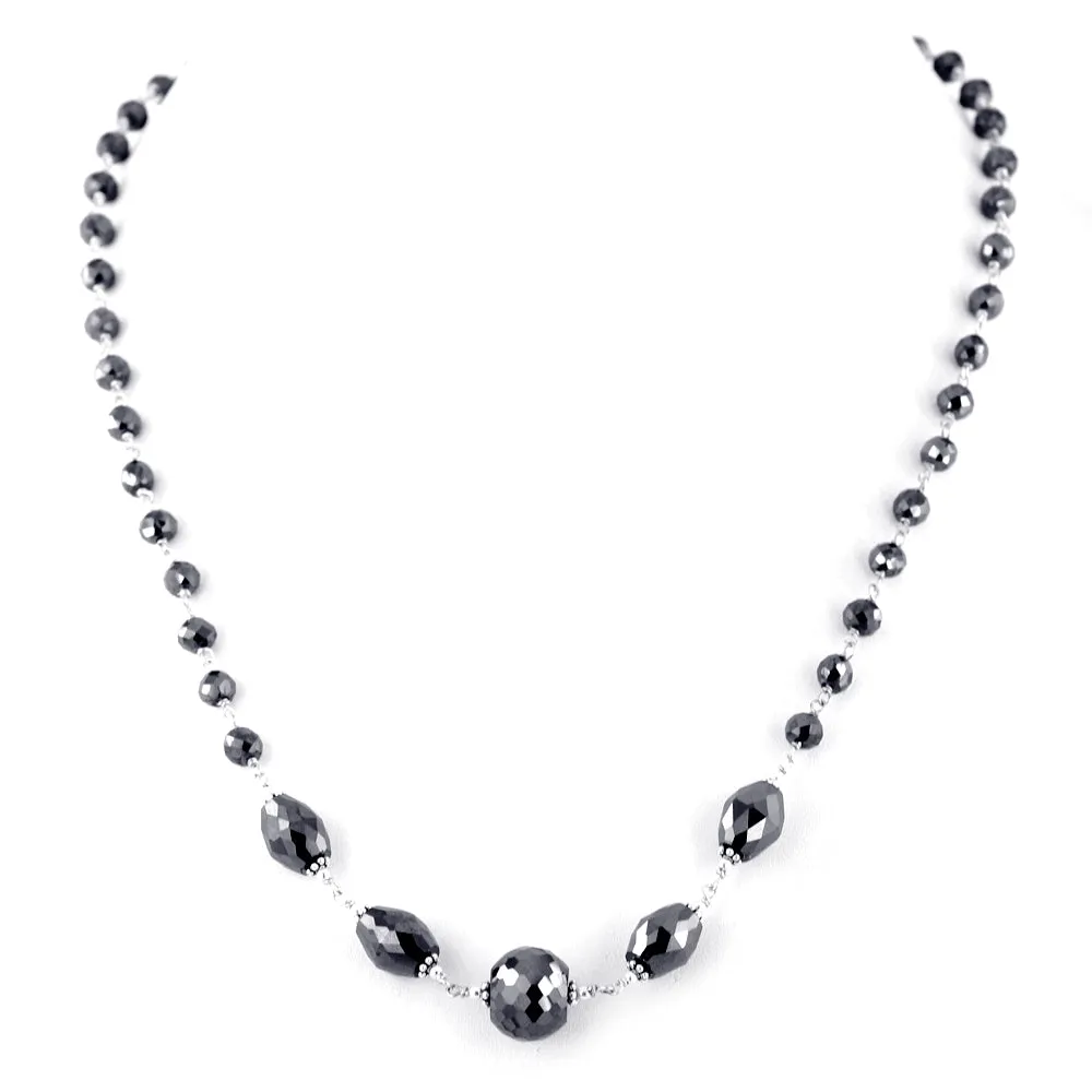 Stunning Black Diamond Beads Wire Necklace With Round & Fancy Beads