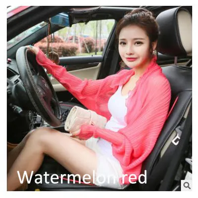 Summer new Female decoration scarf Solid color  Chiffon Fold scarf Sunscreen shawl Variety long sleeve scarf wholesale SJ39