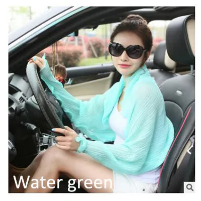 Summer new Female decoration scarf Solid color  Chiffon Fold scarf Sunscreen shawl Variety long sleeve scarf wholesale SJ39