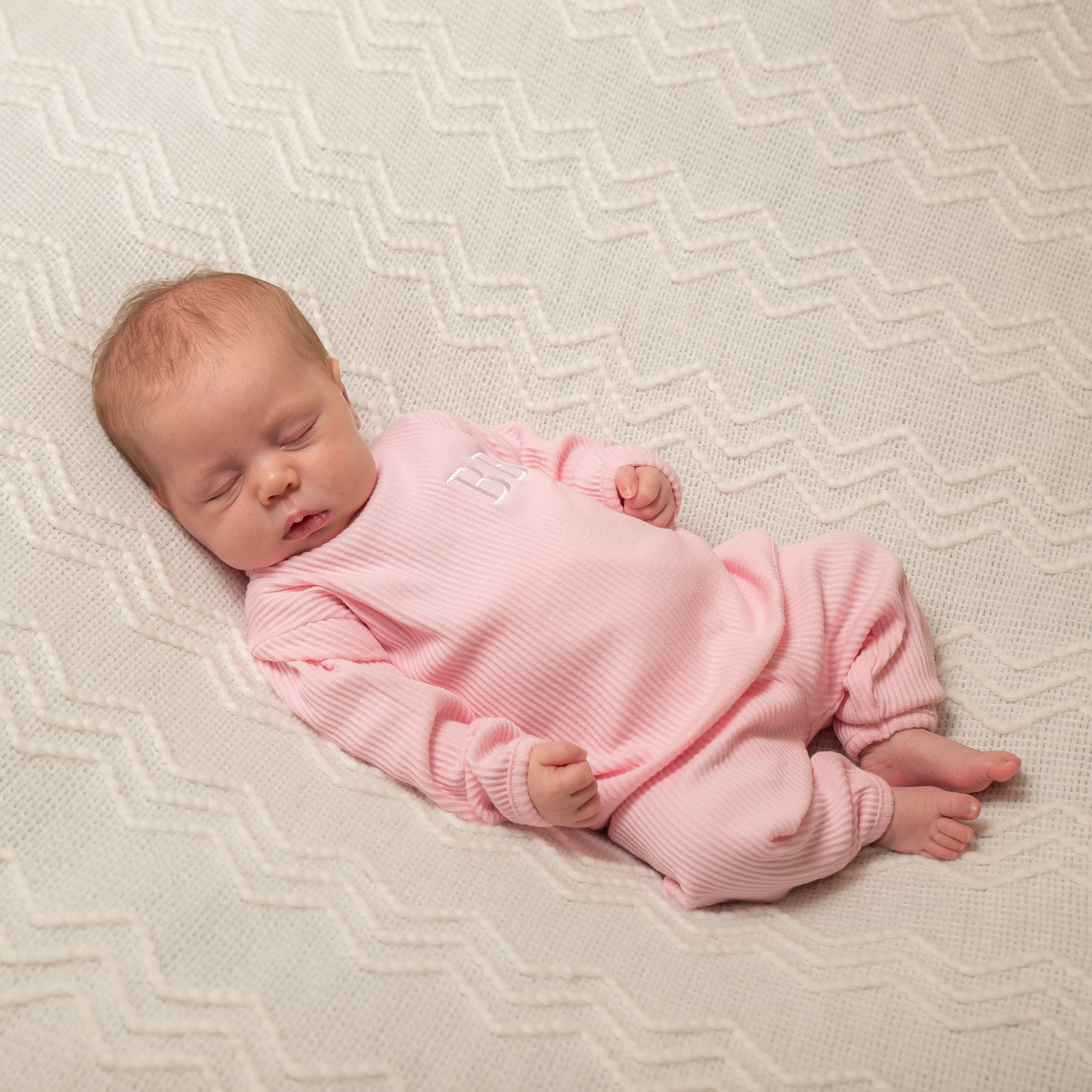 Sweet Pink Ribbed Lounge Set