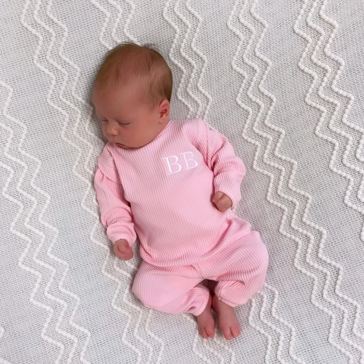 Sweet Pink Ribbed Lounge Set