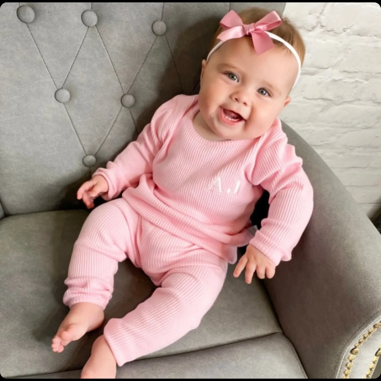 Sweet Pink Ribbed Lounge Set