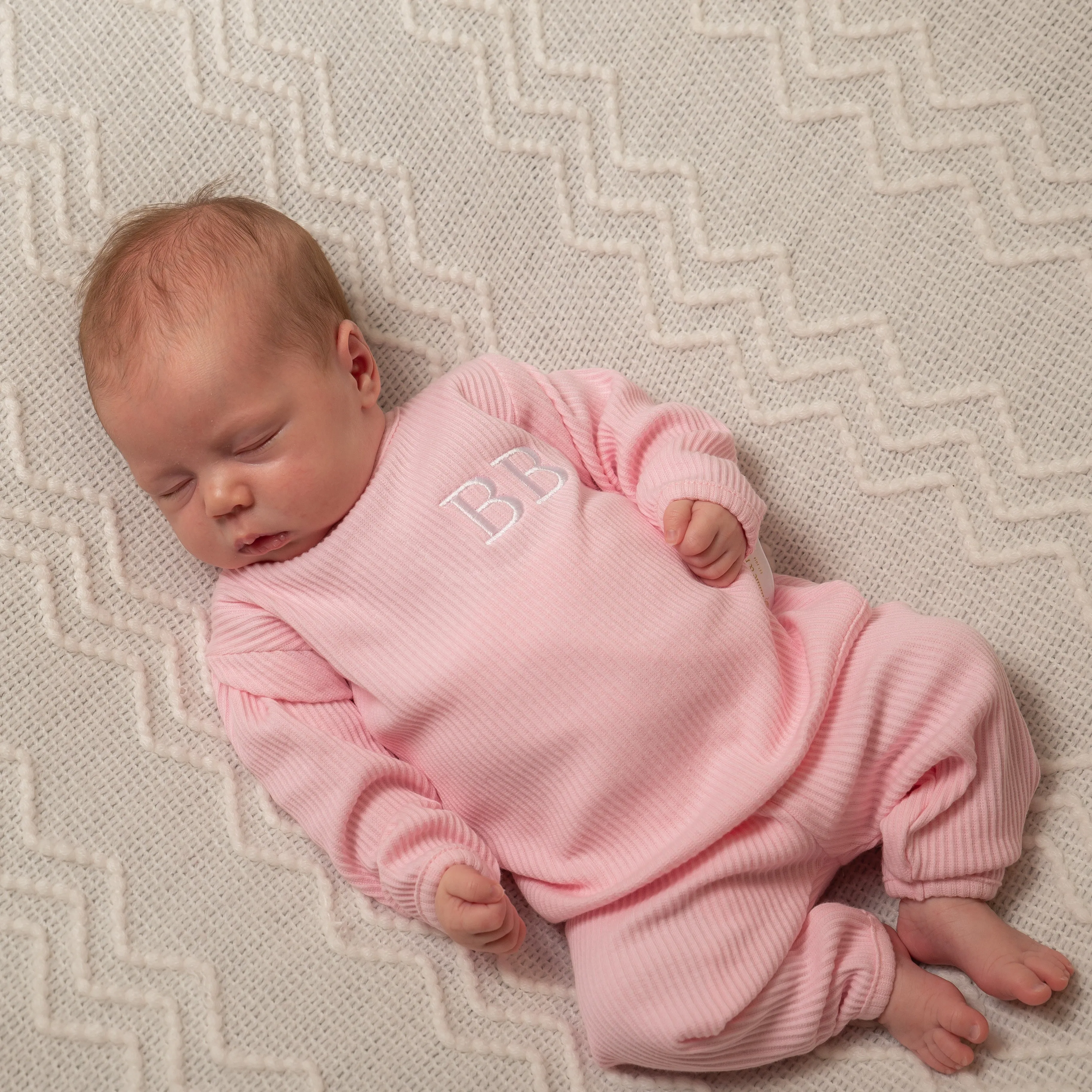 Sweet Pink Ribbed Lounge Set