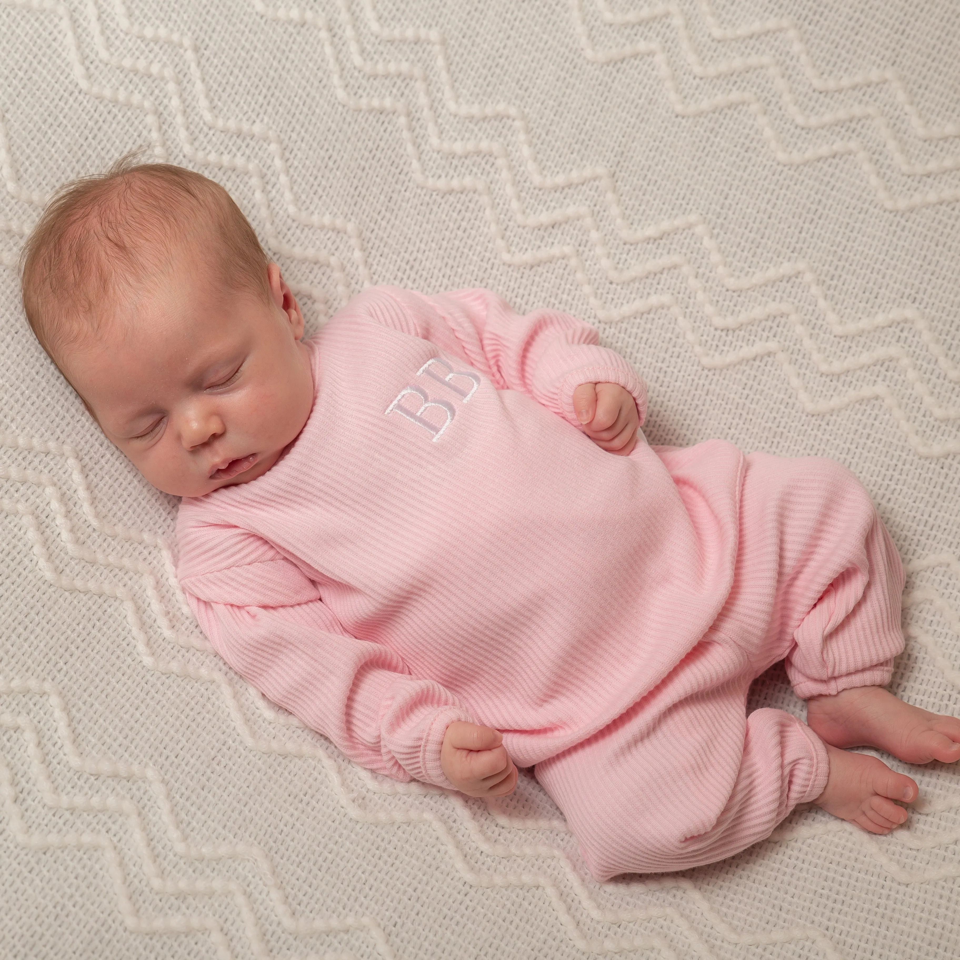 Sweet Pink Ribbed Lounge Set