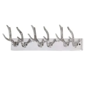 The BELLE Aluminum Wall Mount Coat/Towel Rack with Six Hooks