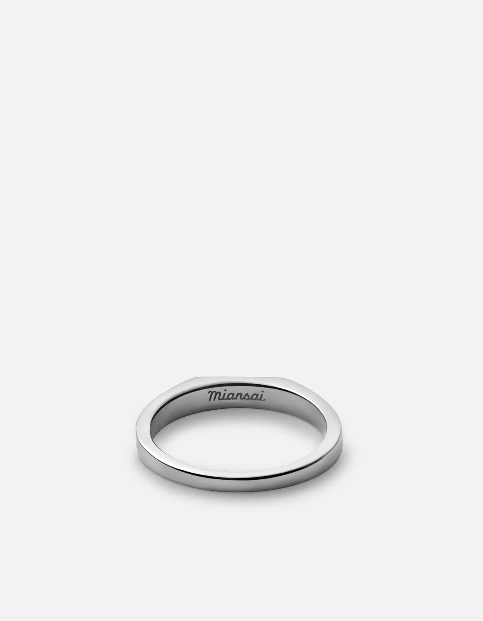 Thin Geo Diamond Ring, Sterling Silver