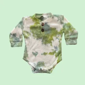 Toddler Green Tie Dye Henley Onesie