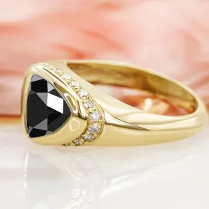 Triangulum - Oriented  Natural Black Diamond Triangle Engagement Ring