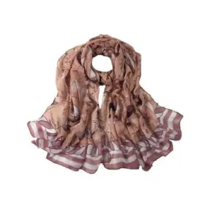Unique Sailboat Pattern Embellished Sheer Scarf - Peony Pink