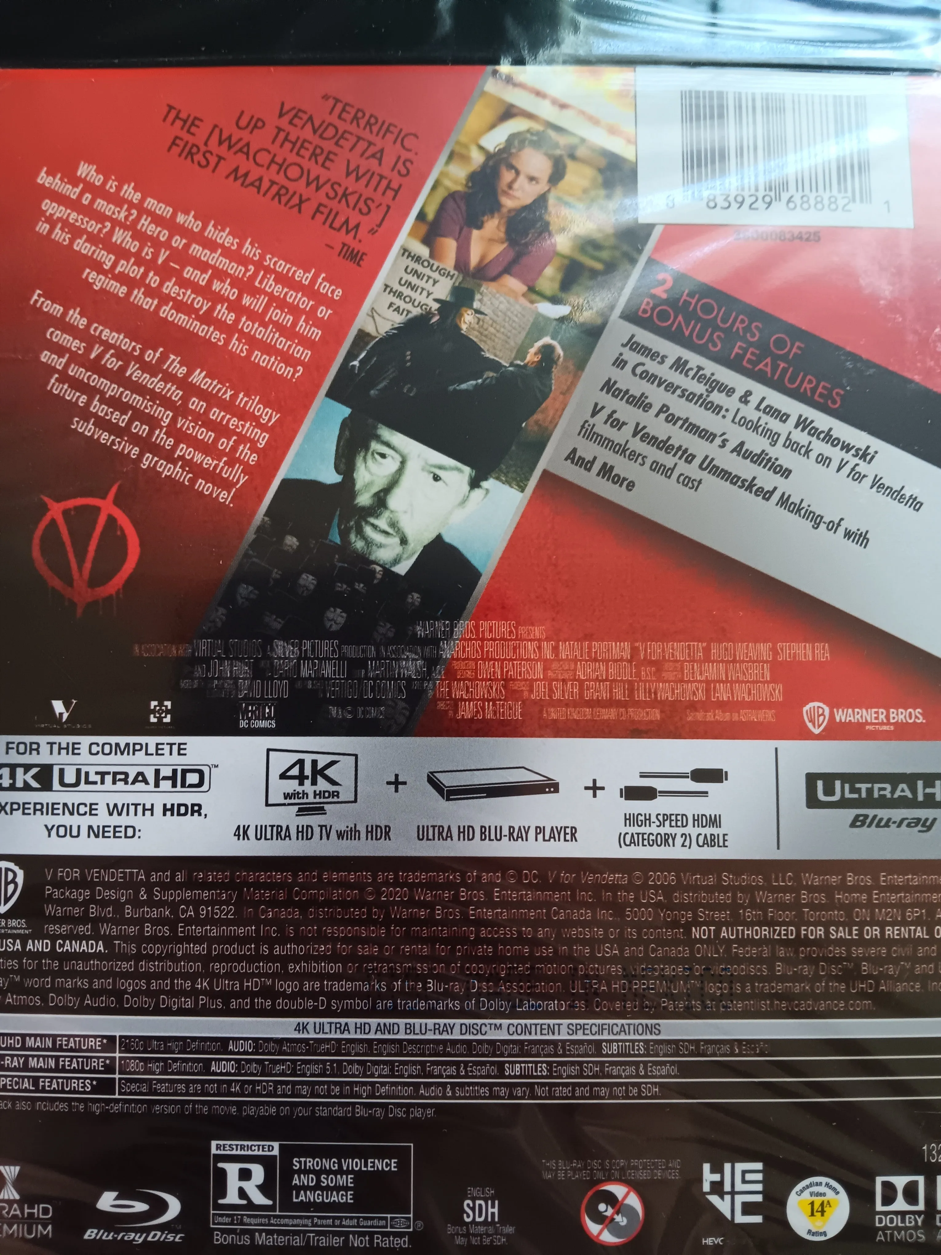 V For Vendetta [4K ULTRA HD BLU-RAY]