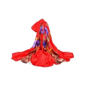 Vase of Floral Decorative Spring Fall Scarf - Love Red
