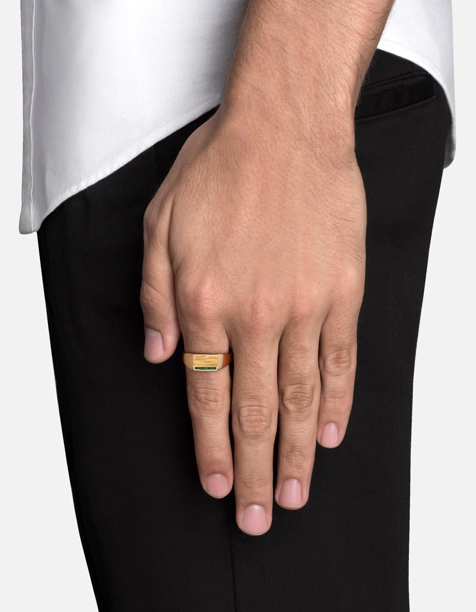 Vault Ring, Gold Vermeil/Green