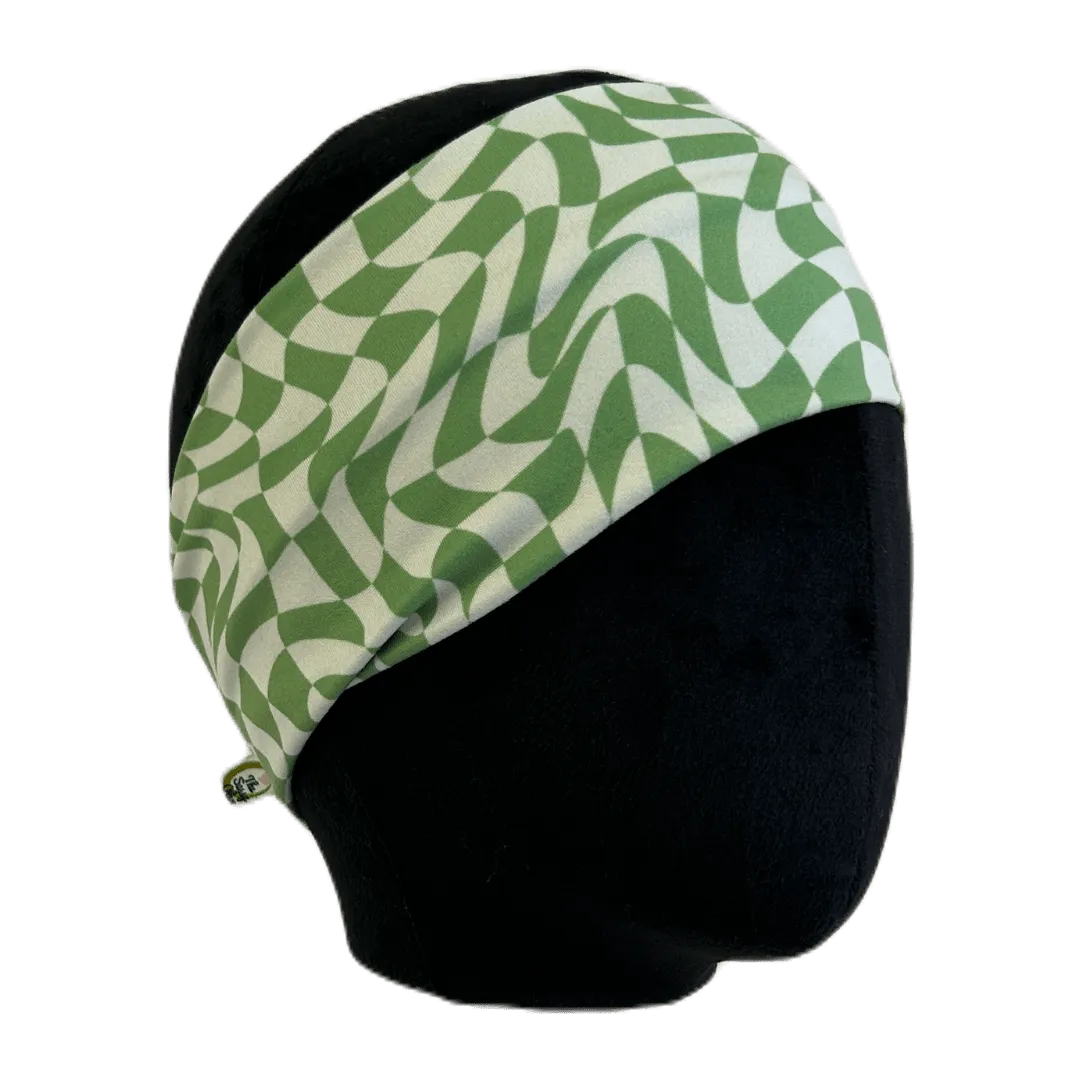 Wavy Green Checker Stretch Headband