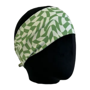 Wavy Green Checker Stretch Headband