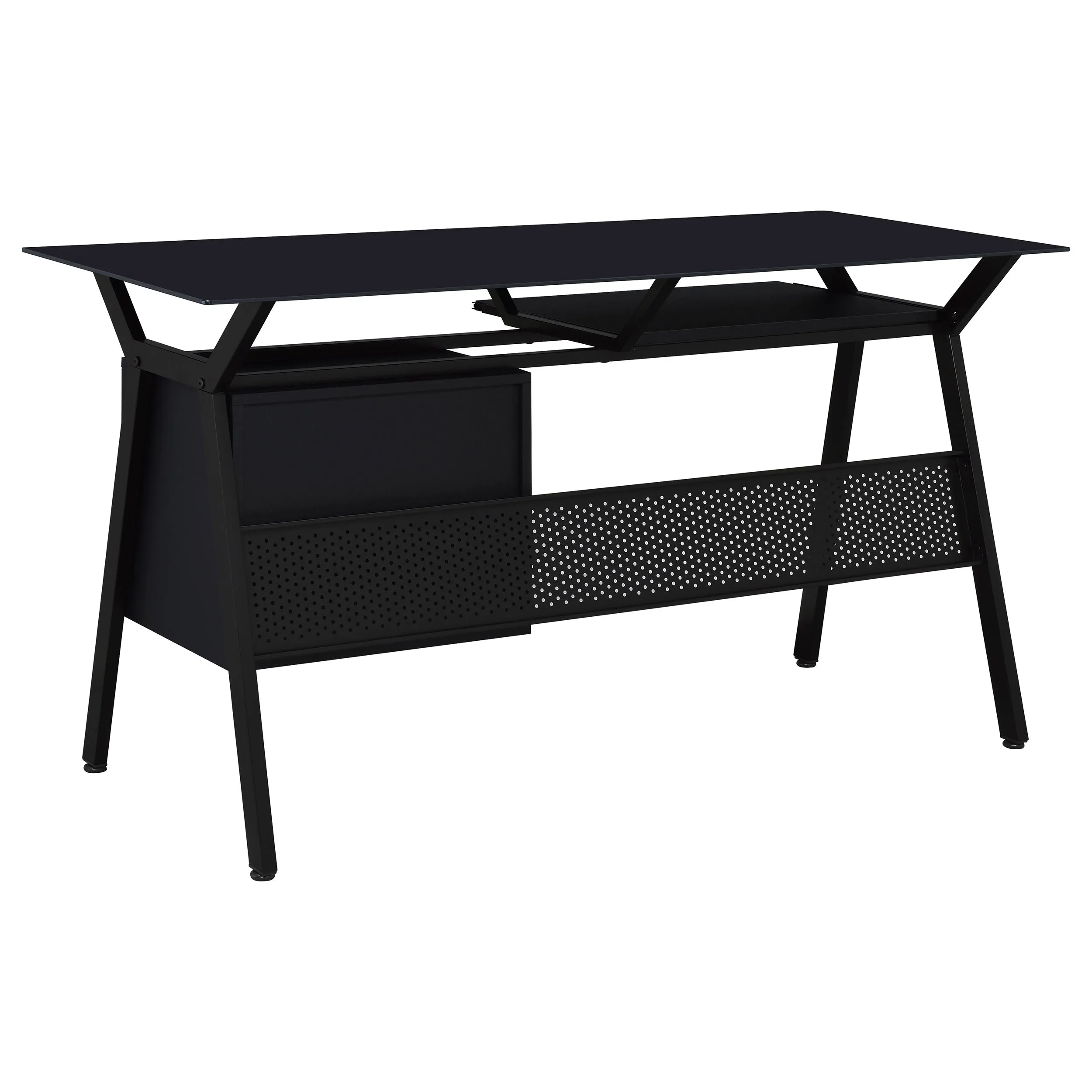 Weaving 55-inch 2-drawer Computer Desk Keyboard Tray Black