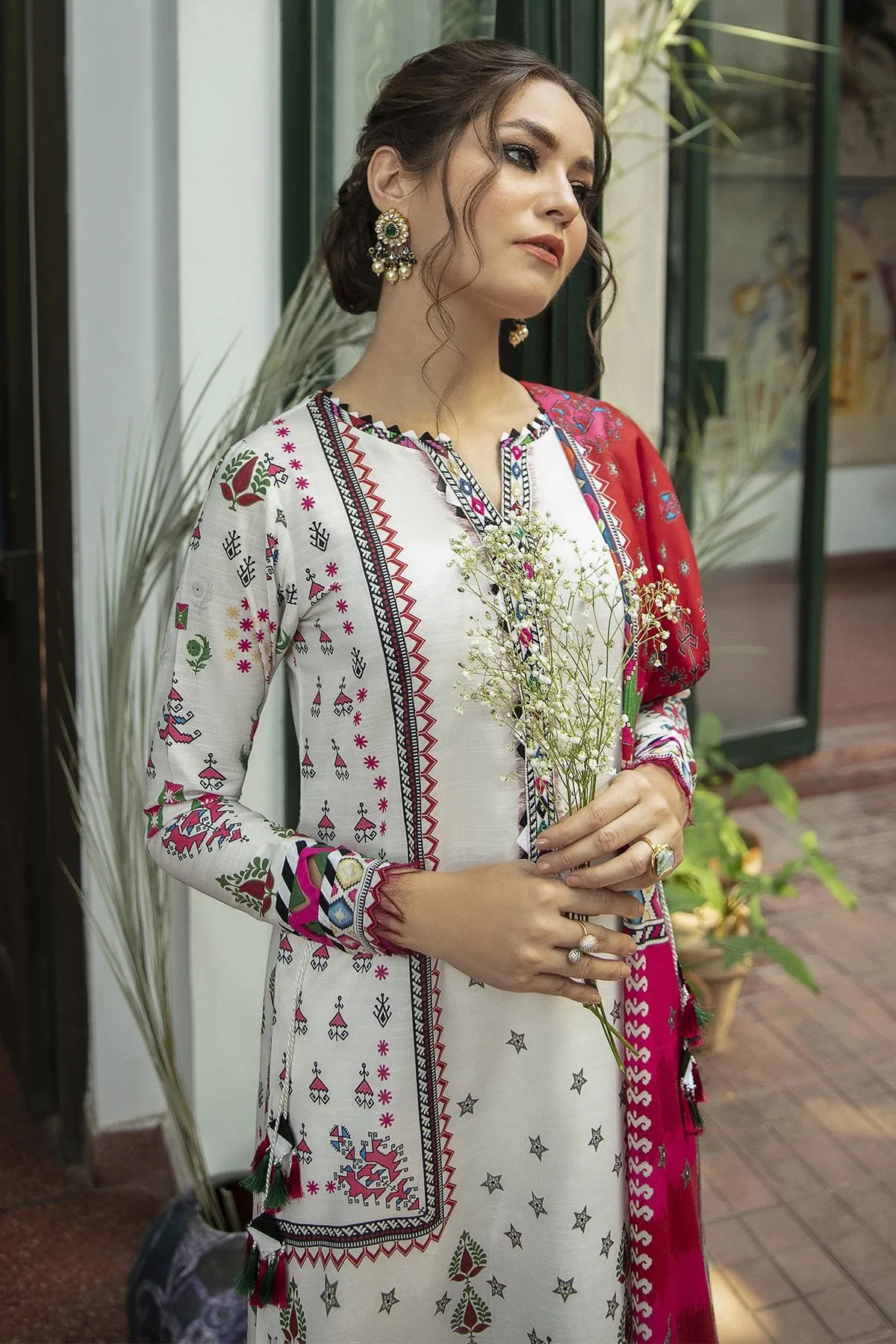 WHITE DEW | Jazmin Iris Winter Collection 2021 | Unstitched Embroidered Viscose Slub Khaddar Suit