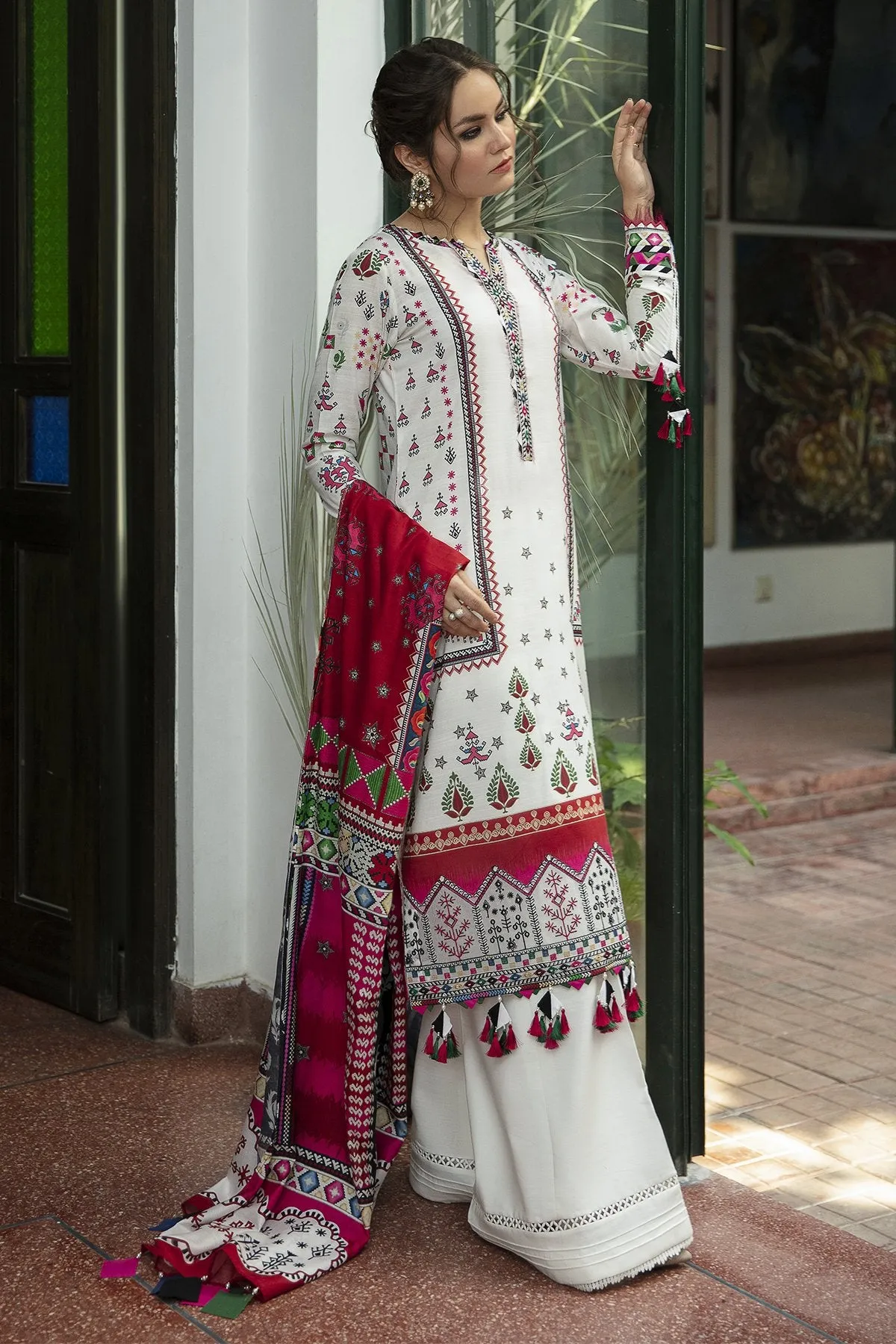 WHITE DEW | Jazmin Iris Winter Collection 2021 | Unstitched Embroidered Viscose Slub Khaddar Suit