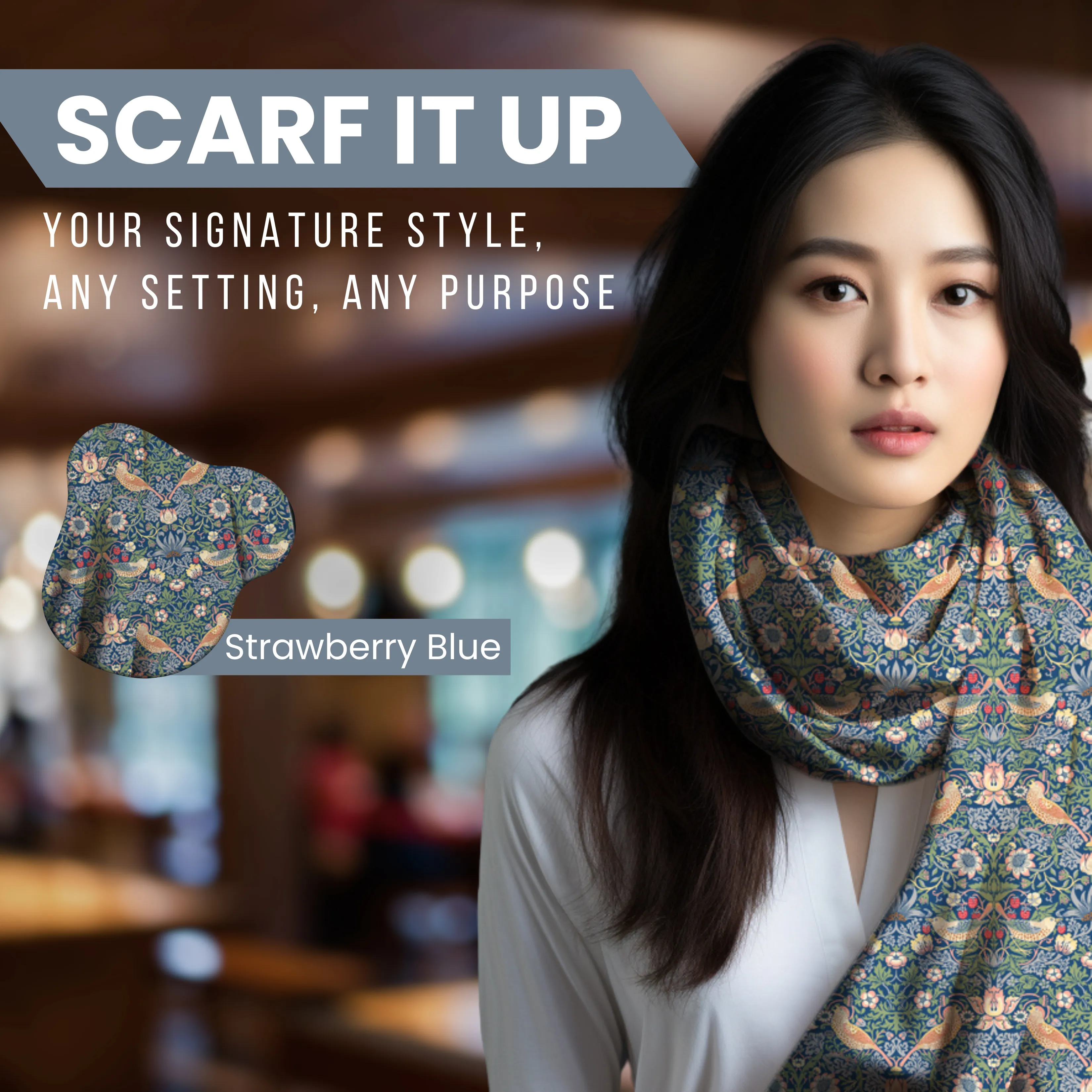 William Morris Scarf - Strawberry Thief Original
