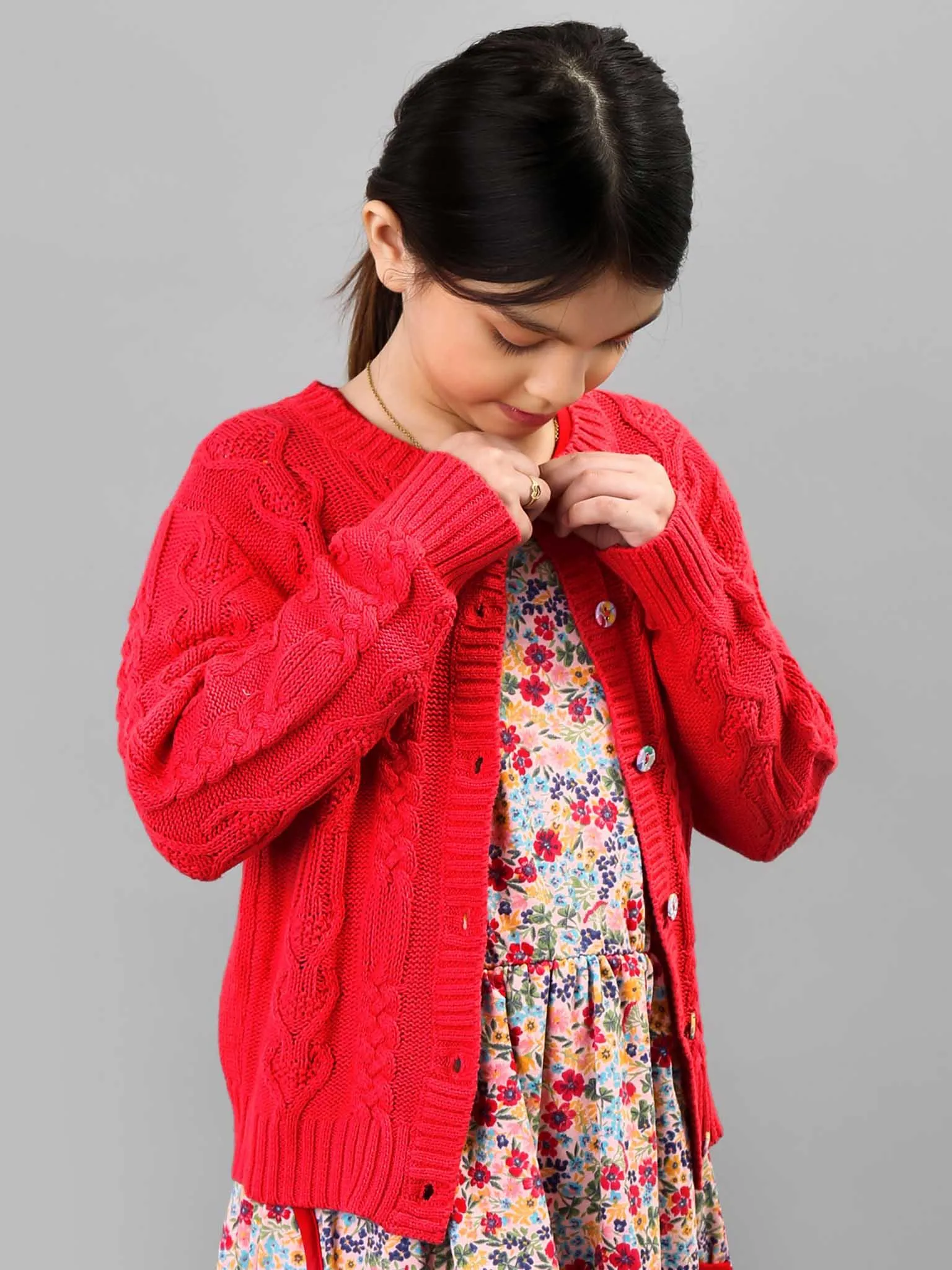 Willow Deep Red Cotton Cardigan