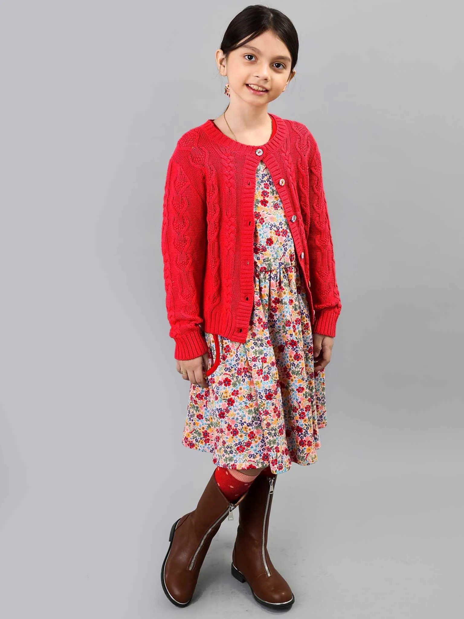 Willow Deep Red Cotton Cardigan