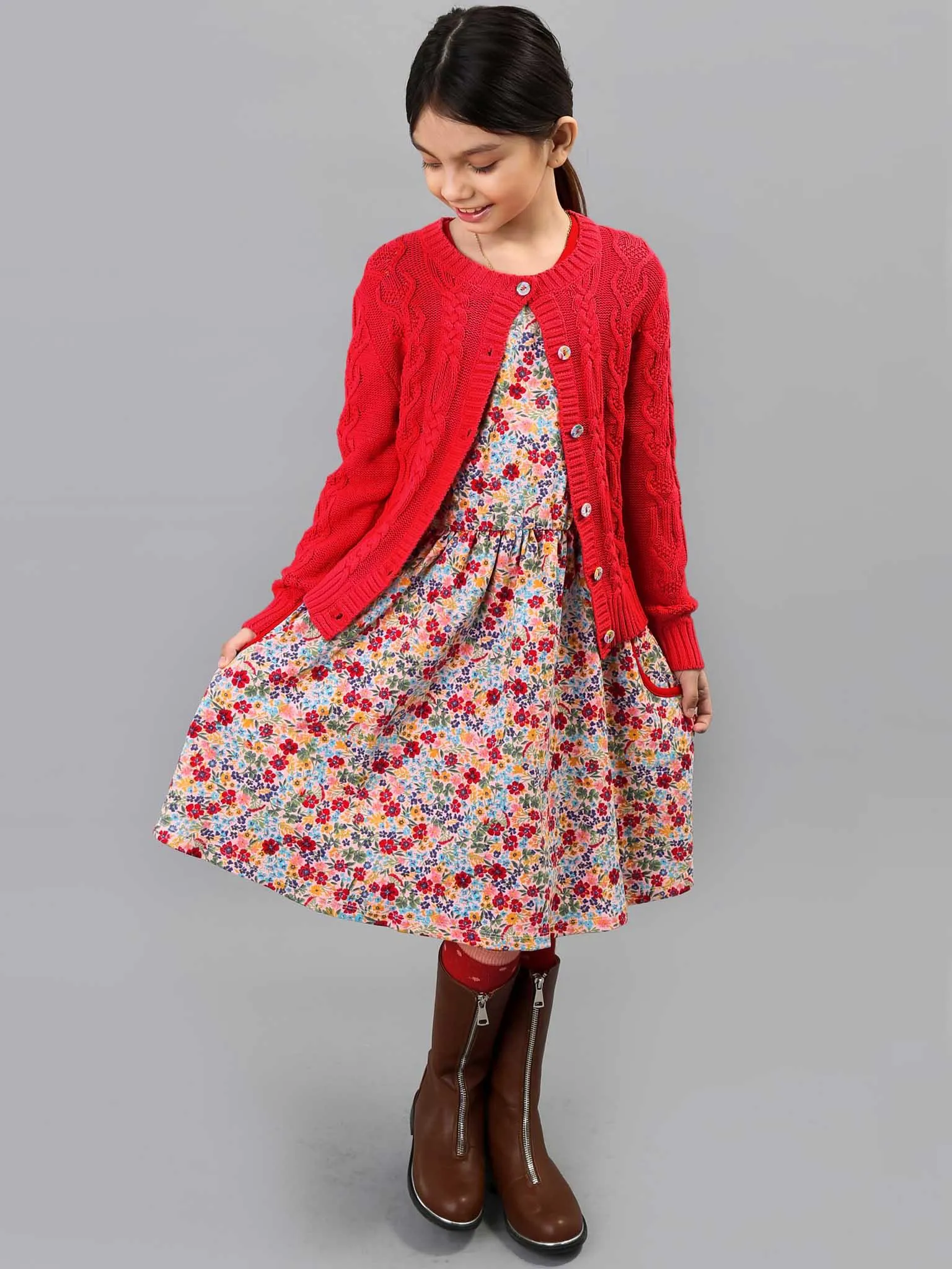 Willow Deep Red Cotton Cardigan