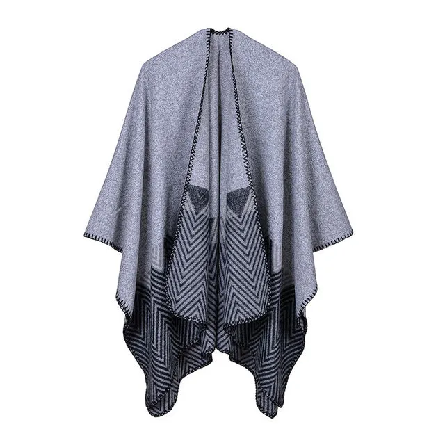 Women's Winter solid Color Fashion Poncho Scarf - 6 Colors