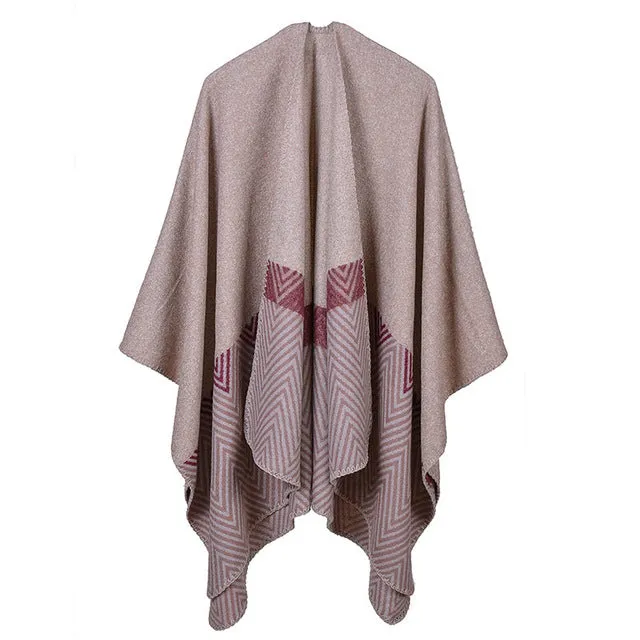 Women's Winter solid Color Fashion Poncho Scarf - 6 Colors