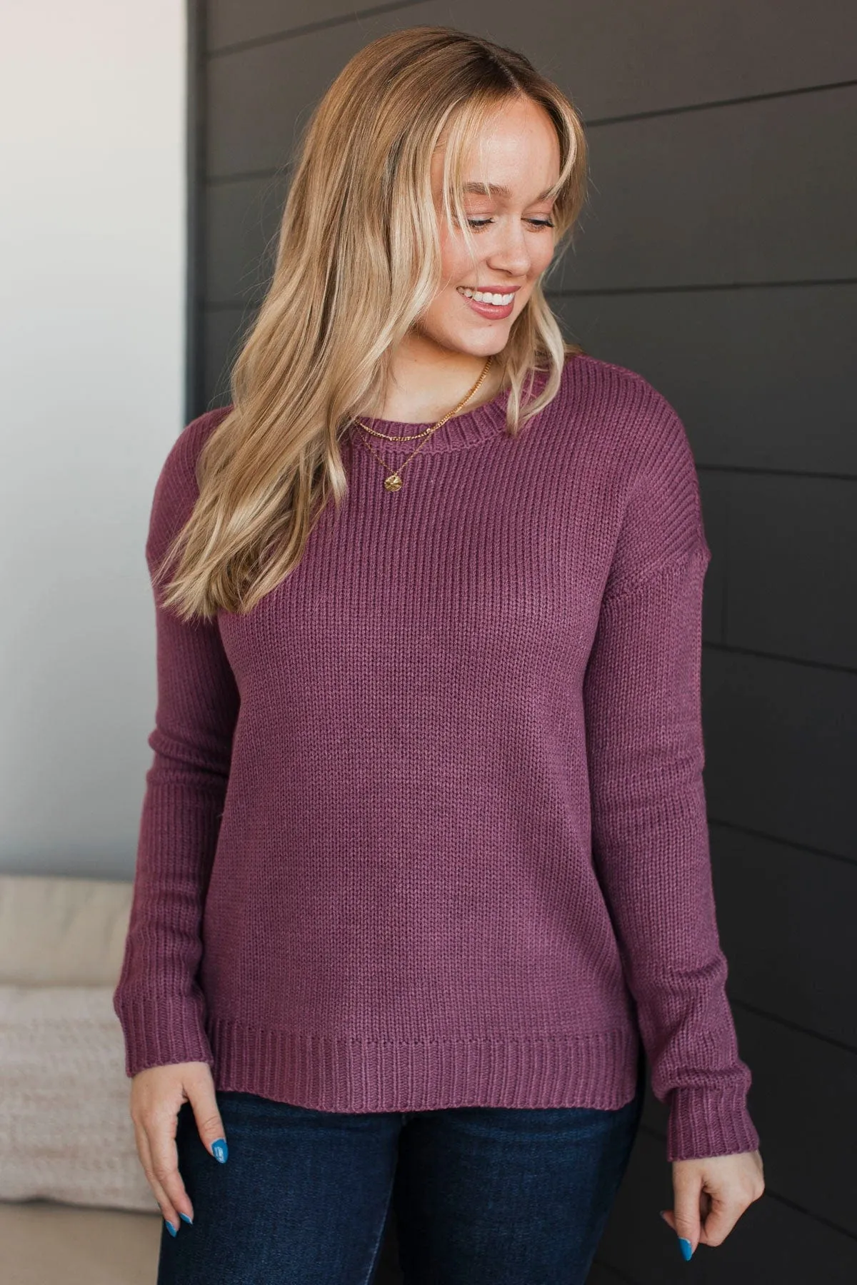 Working For Something Knit Sweater- Dark Mauve