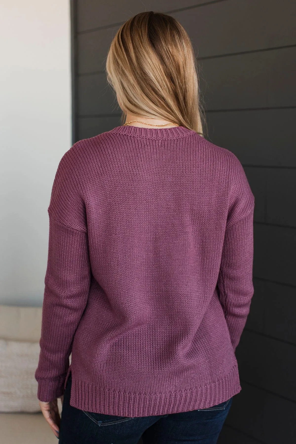 Working For Something Knit Sweater- Dark Mauve