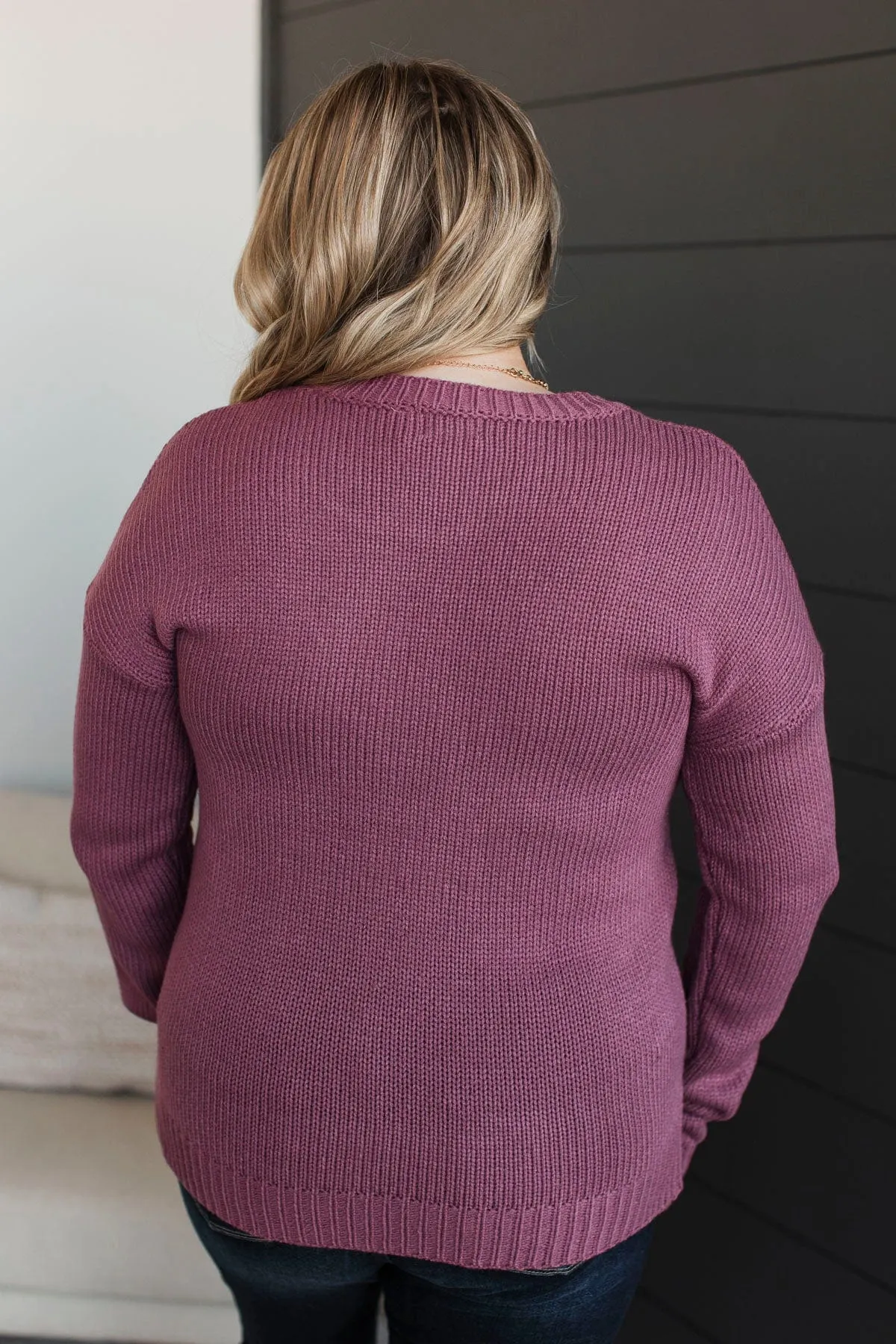 Working For Something Knit Sweater- Dark Mauve