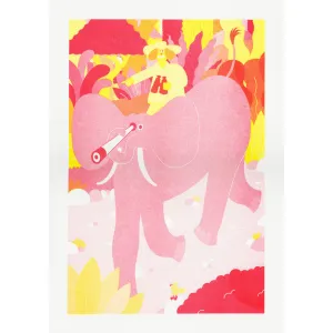 YUK FUN Elephant Helper Riso Print