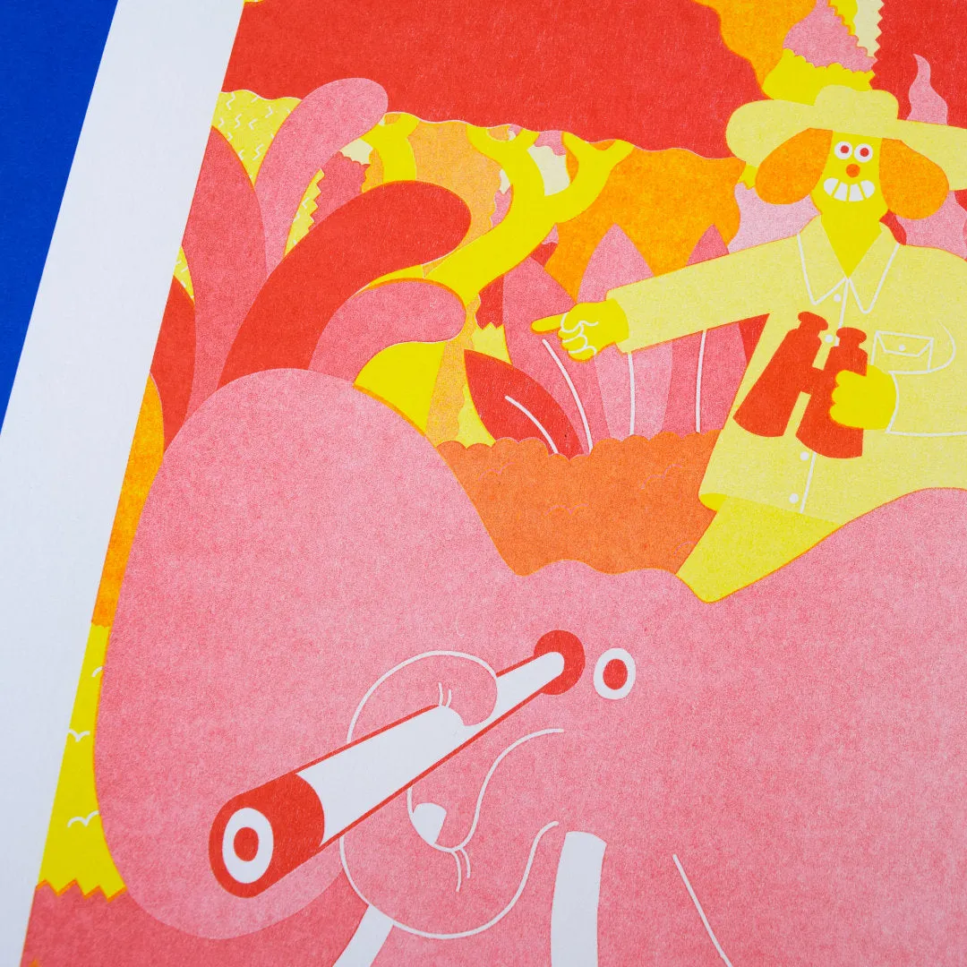 YUK FUN Elephant Helper Riso Print