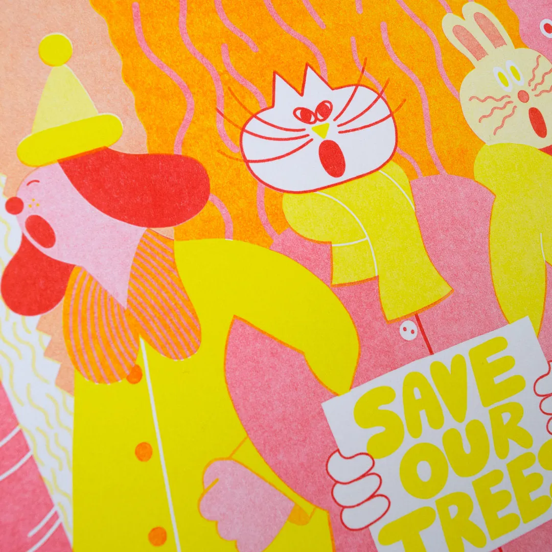YUK FUN Forest Friends Riso Print