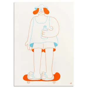 YUK FUN Original Drawing - Skateboarder