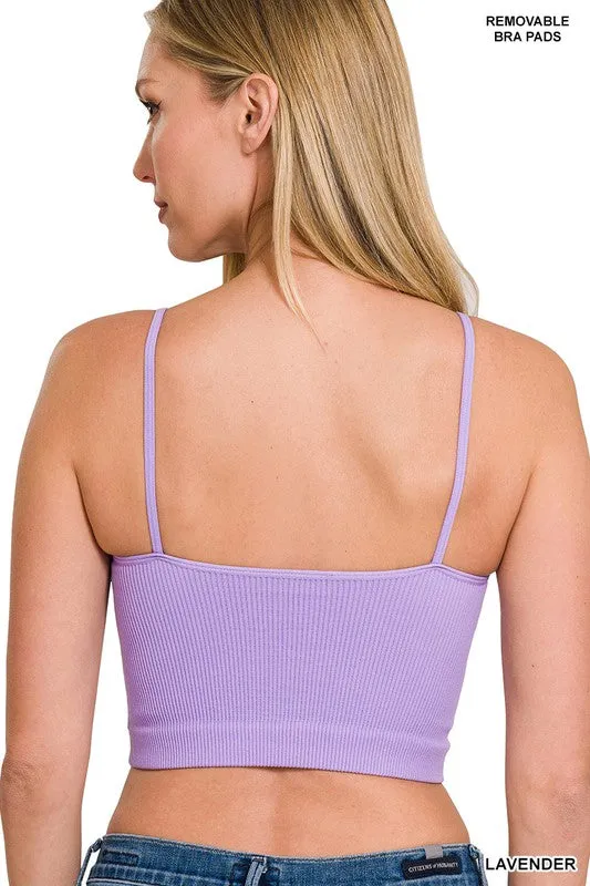 ZENANA Ribbed Seamless Cropped Cami with Bra Pads