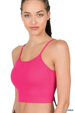 ZENANA Ribbed Seamless Cropped Cami with Bra Pads