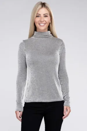 ZENANA Ribbed Turtle Neck Long Sleeve Top